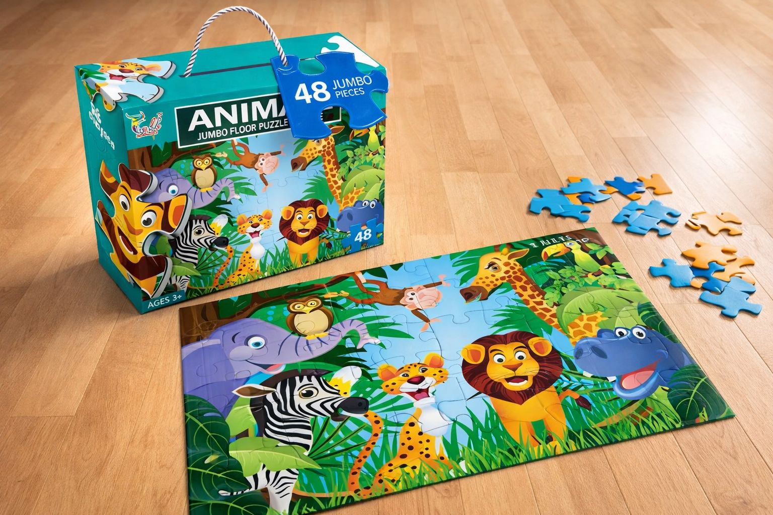 🧩🌿 Jungle Animals Jumbo Puzzle | بازل حيوانات الغابة الجامبو